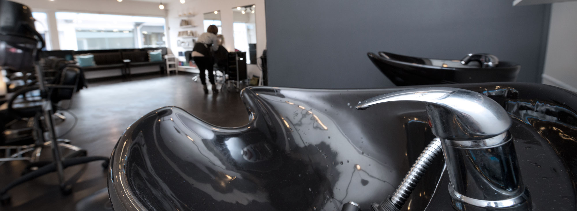 View of salon from sink